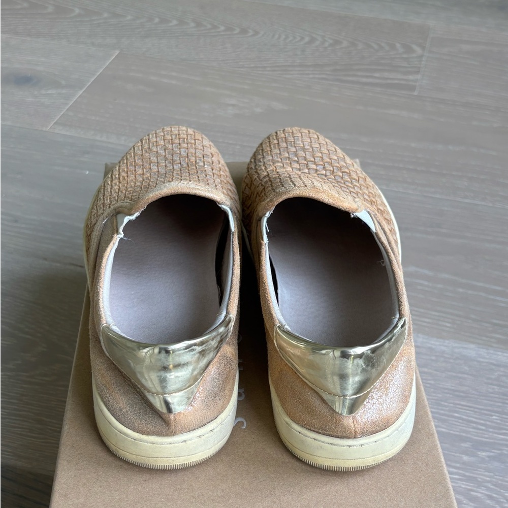 Gold Textured Slip-On Sneakers